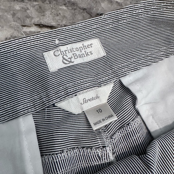 CHRISTOPHER & BANKS BLUE & WHITE PINSTRIPE STRETCH 2 PC SUIT Sz 10 - Picture 15 of 16